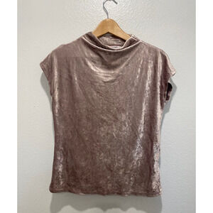 Vintage Womens Top Size IT 40 US 10 Purple Crushed Velvet Mock Neck Fairy Y2K